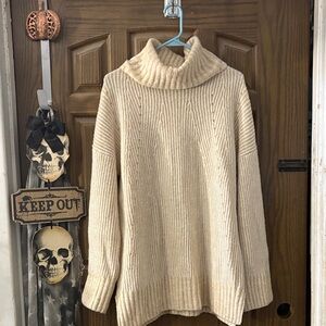 Jessica Simpson Cream and Tan Cowl Neck Sweater